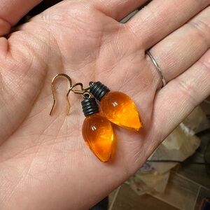 Adorable yellow Christmas Light Bulb Earrings with gold plated ear wires